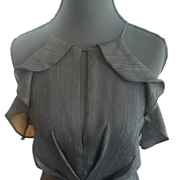 ASTR Shimmering Black High Low Feminine Halter Dress - Picture 4 of 10